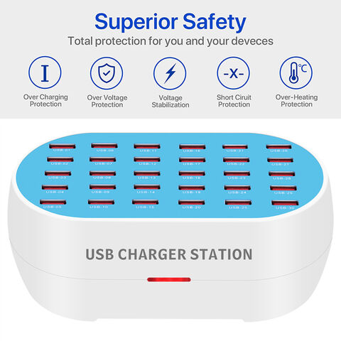 Estación De Carga / Cargador Múltiple USB 30 Puertos 180W – 36A