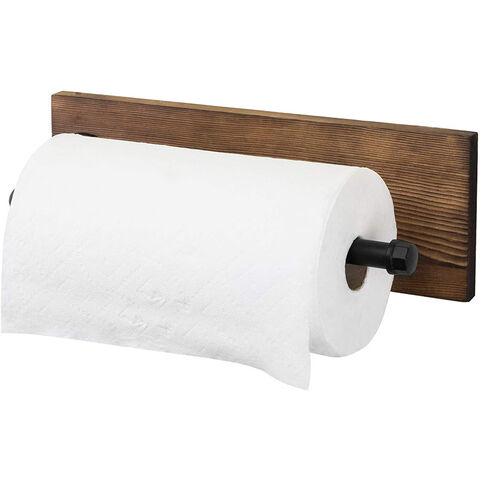 Kitchen Vertical Paper Towel Holder Bathroom Toilet Wooden Pure Copper Wall  Paper Roll Holder Nordic Perforated