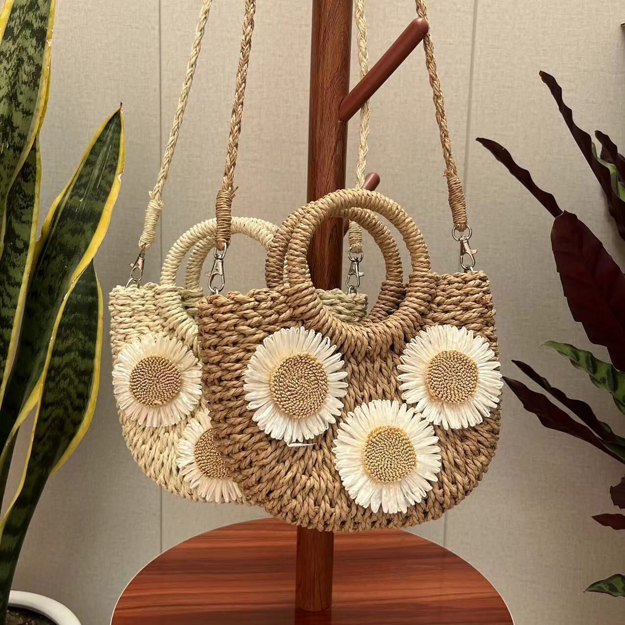 Bolsos Mimbre Verano Mujer Bolsos Redondos De Paja De Estilo