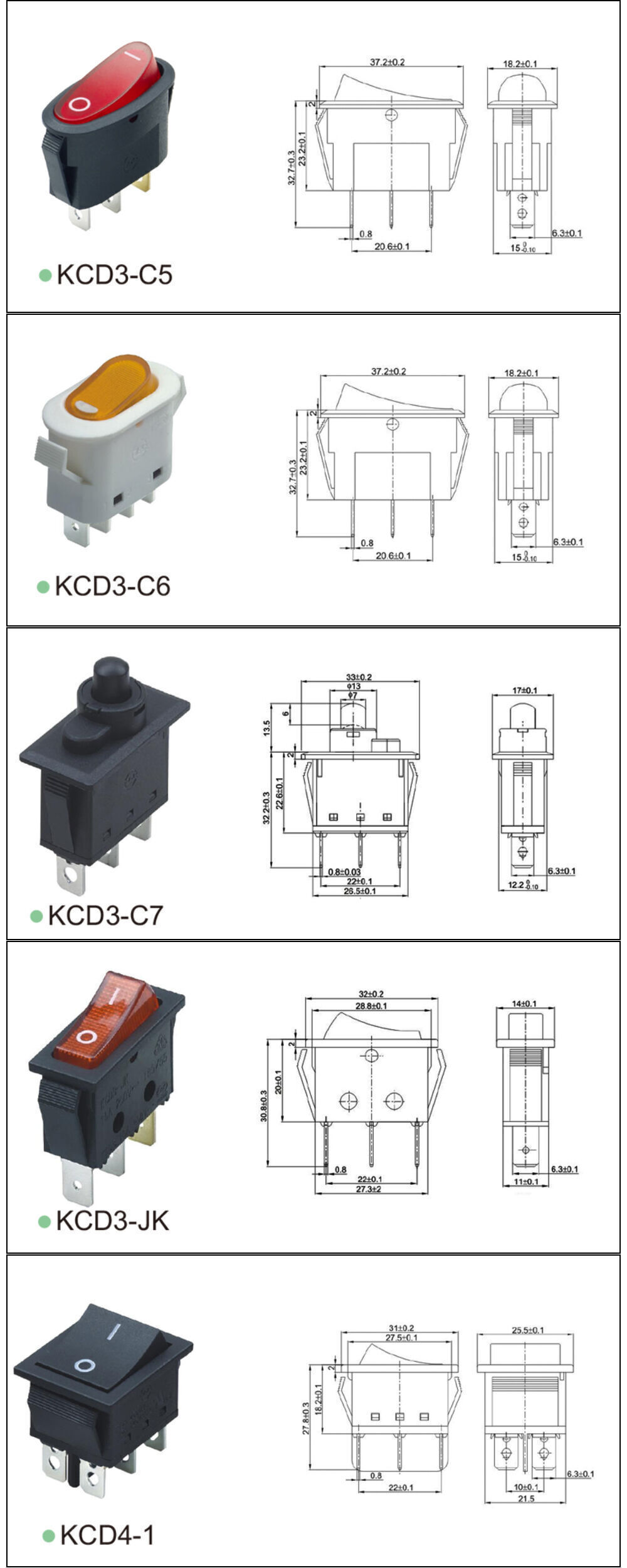 Buy Wholesale China Kejian Kcd4 6pin Rocker Switch With Red Green Light