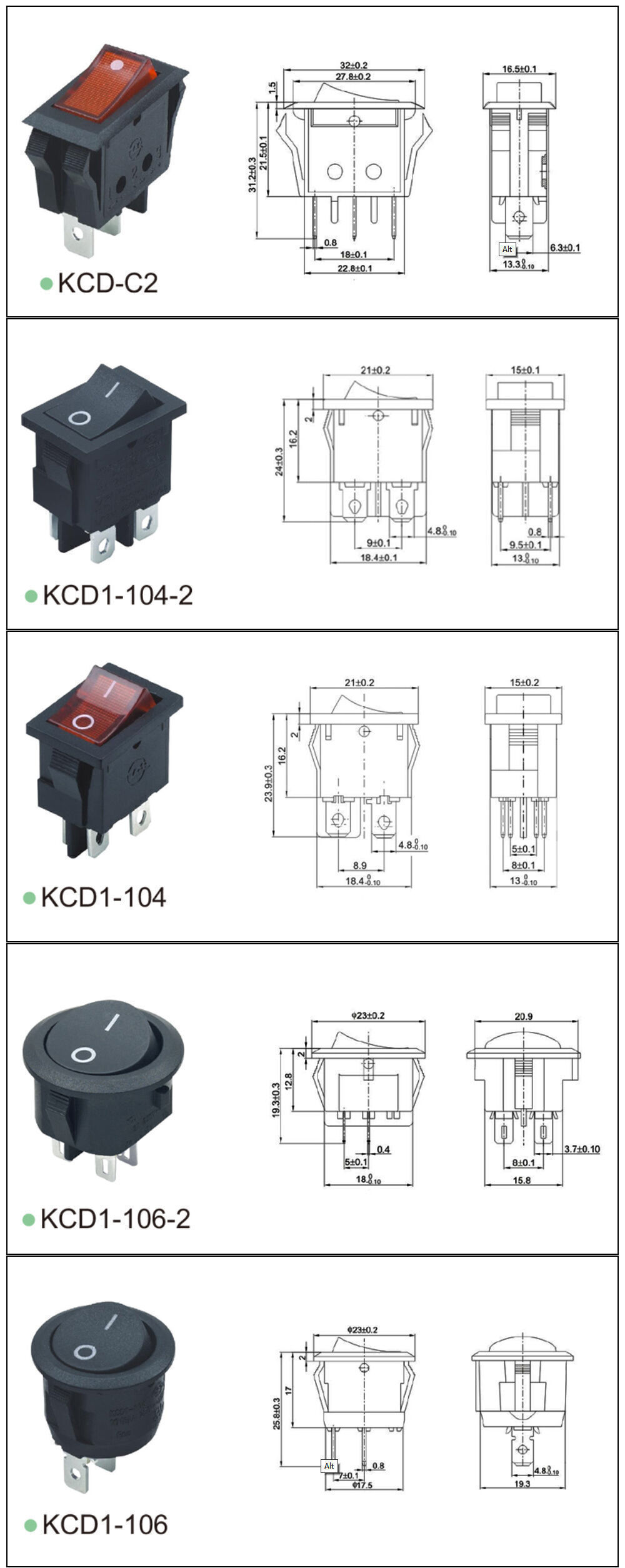 Buy Wholesale China Kejian Kcd4 6pin Rocker Switch With Red Green Light