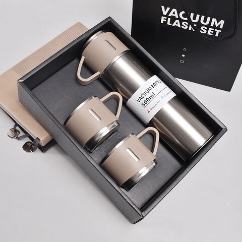 Thermos set of 500 ml and double-layer stainless steel cups, leak