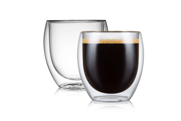 2pcs Portable Double Walled Glass Coffee Mug Milk Water Juice