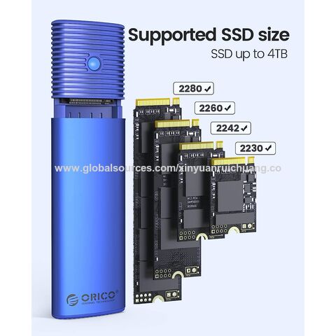 ORICO Boîtier SSD M.2 SATA Aluminium Externe Adaptateur, 6Gbps USB3.2 USB-C  Lecteur M2 pour SSD M.2 SATA B-Key/B+M Key 2230/2242/2260/2280, sans