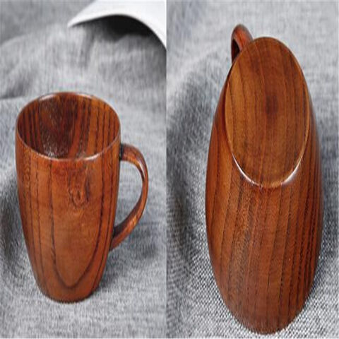 Taza de cerámica con mango de madera natural y acero inoxidable