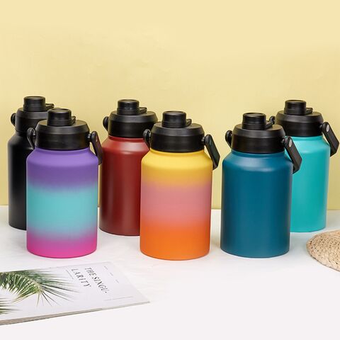 Cubos de hielo y botellas de agua para exteriores ODM de 64 oz y 128 oz, de acero inoxidable, con doble pared y aislamiento al vacío