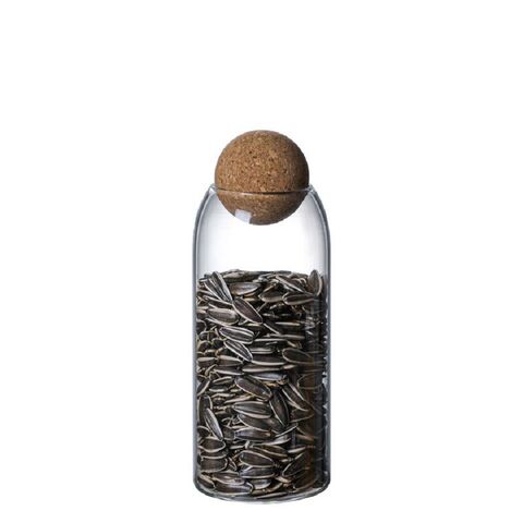 3pcs Glass Storage Container with Round Ball Cork,Coffee Bean Jar Glass Cork Clear Stripe Glass Bottles with Cork Glass Canisters for Food, Coffee