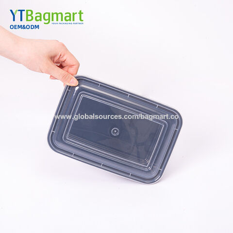 Recipiente de Plástico PP para Comida para Levar com Tampa, Marmita Descartável para Preparação de Refeições, Embalagens de Plástico para Comida para Levar