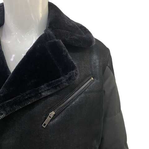 Suede Bonded Faux Fur Trench Coat Black / S