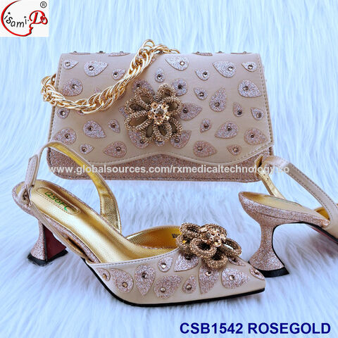 Set Latest Design Italian High Heel Shoes And Bag Matching Bag Shoes Women  Party