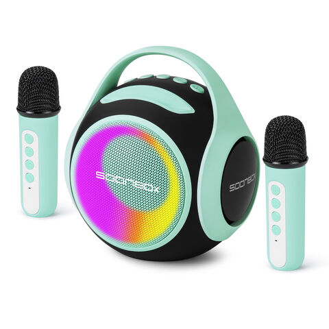 Mini machine à karaoké, haut-parleur Bluetooth portable, machine à karaoké  avec 2 microphones sans fil Karaoké stéréo portable pour enfants adultes  pour fête