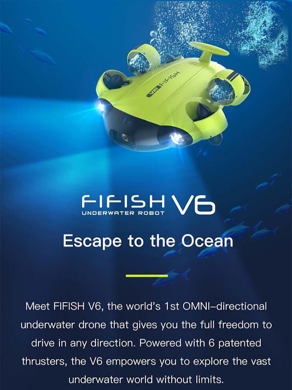 Buy Wholesale China New Fifish V6 Underwater Drone 100m Cable 4k Uhd