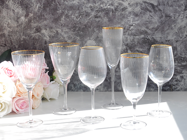 Vertical Striped Wine Glasses, Champagne Glasses, Lead-free