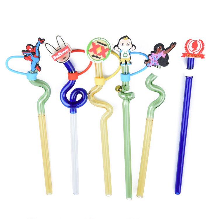 5pcs Disney Princess PVC Straw Toppers Silicone Tips Drinking Dust