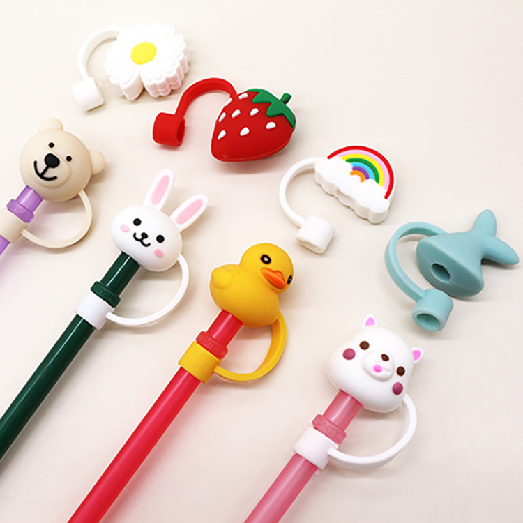 Reusable Metal Straws Tips Dust Toppers Covers Silicone Drinking Straw ...