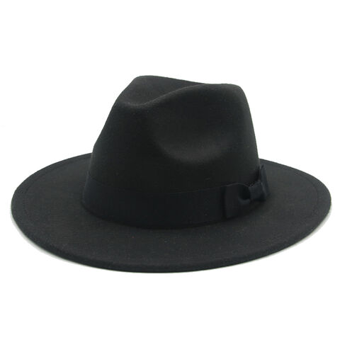 Fedora Solid Wool Wide Brim Hats for Men for sale