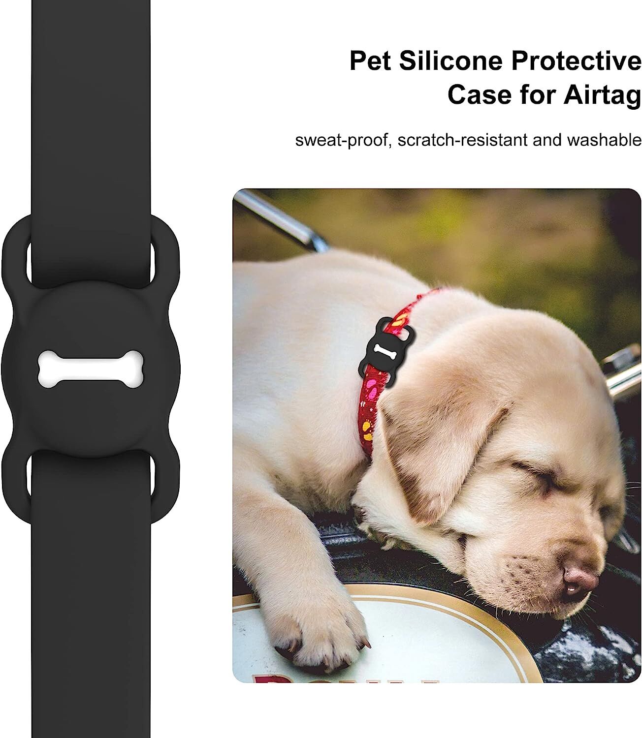 Airtag Collier de chien en silicone pour localisation GPS, housse