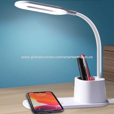 LAMPE DE CHEVET / BUREAU A LED AVEC CHARGE A INDUCTION QI 10W - BLANC