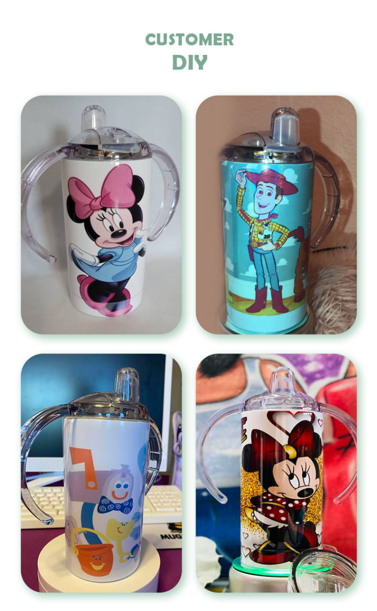 Double Wall Insulated Sippy Straight Stainless Steel Todder Sippy Cup  Children Sublimation Tumbler Kids Sublimation Water Bottle with Handle 12oz  - China China Wholesale and Bottle price