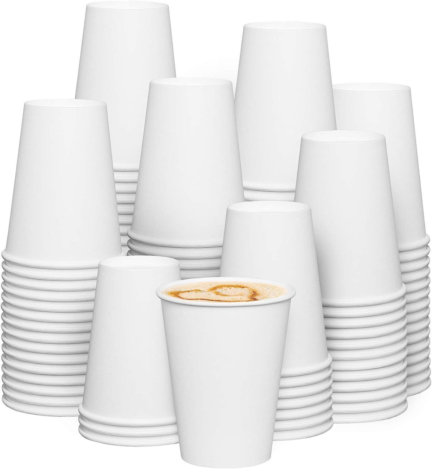 12 oz Disposable Foam Cups (100 Pack), White Foam Cup Insulates Hot & Cold Beverages, Made in The USA, To-Go Cups - for Coffee, Tea, Hot Cocoa, Soup