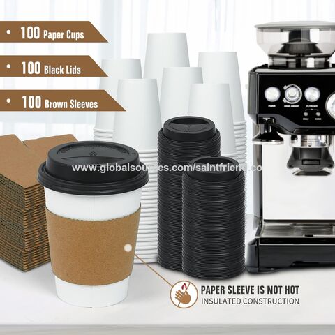 Disposable Coffee Cups - 12oz Ripple Paper Hot Cups - Kraft (90mm) - 500 ct