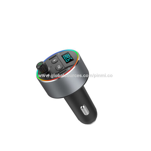 Transmetteur Bluetooth FM, Bluetooth 5.0 Adaptateur d'autoradio Lecteur MP3  Kit mains libres sans fil, chargeur allume-cigare avec deux ports USB 5V /  2.4A