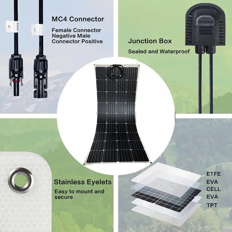 Kit solaire 120W panneau flexible pour bateau ou camping car - Solu'Sun Kit solaire 120W panneau flexible pour bateau ou camping car - Solu'Sun