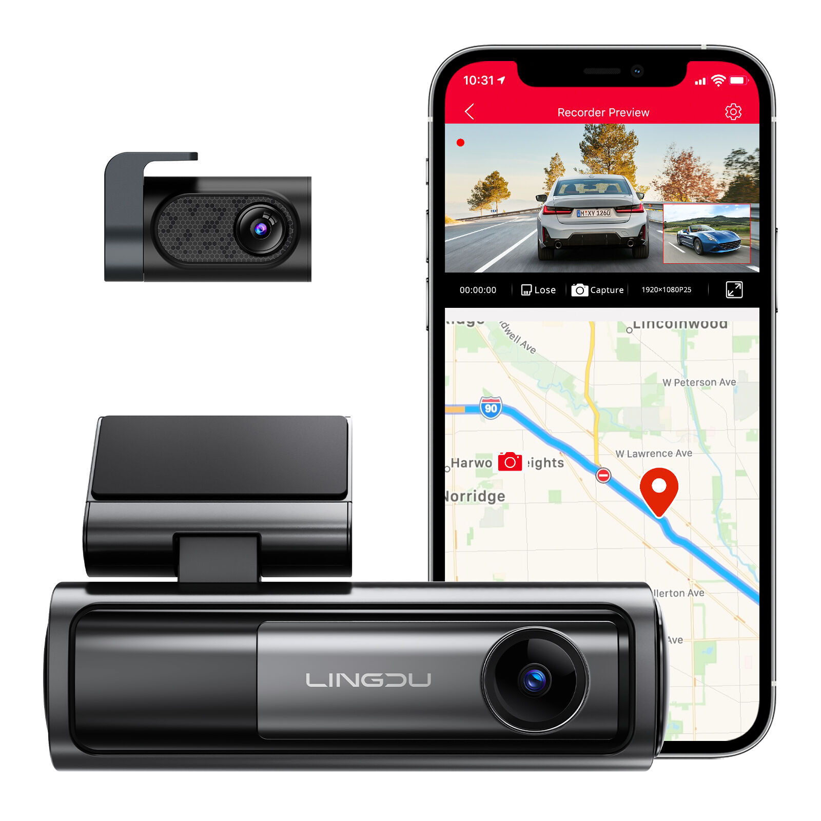 LINGDU LD02 Lite 4K Dash Cam Front and Rear, Car Dash Camera 5G WiFi GPS,  Free 64GB SD Card, Voice Control, WDR Night Vision, 24H Parking Mode, 3  IPS