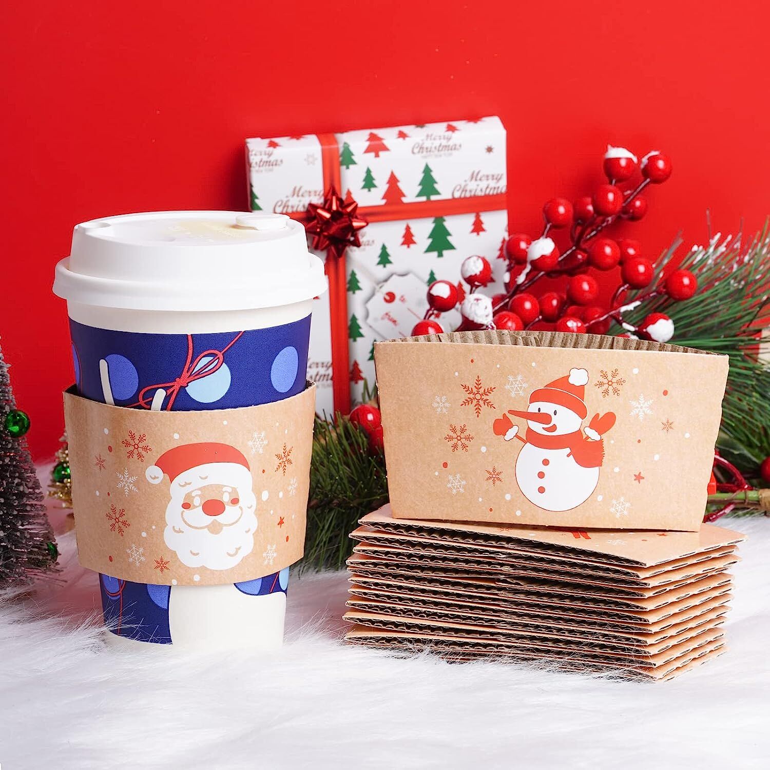 Tasses à café de Noël jetables Gobelets en papier de Noël Tasses à