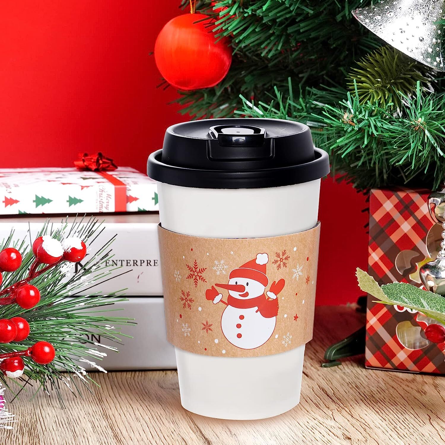 Tasses à café de Noël jetables Gobelets en papier de Noël Tasses à