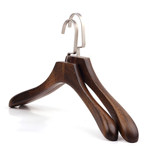 China Wood Coat Hanger Deluxe Walnut Brown Wide Shoulder Suit Hangers for  Jacket Coat Manufacture and Factory