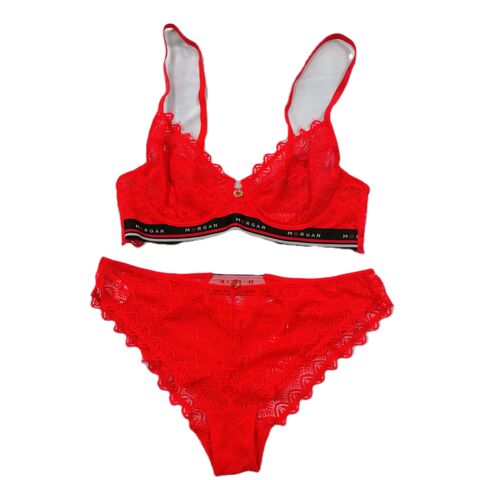 Buy Wholesale China Women's Sexy Eyelash Lace Underwear Set With Jacquard  Elastic Red & Lingerie at USD 5