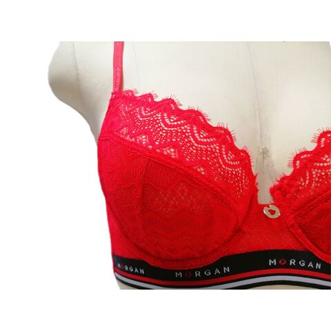 Red Eyelash Lace Bralette And Knicker Set