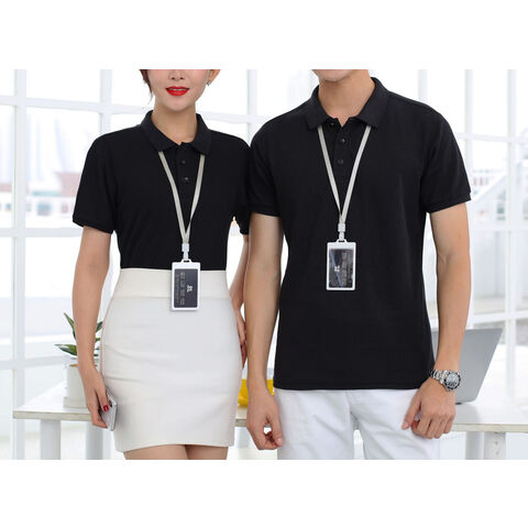 Nuevo diseño de polos de manga corta para hombre y mujer, baratos, de algodón y poliéster, con logo bordado e impresión personalizada.