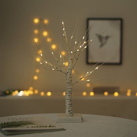 Arbre de bouleau éclairé pour le dessus de table, arbre de Noël de