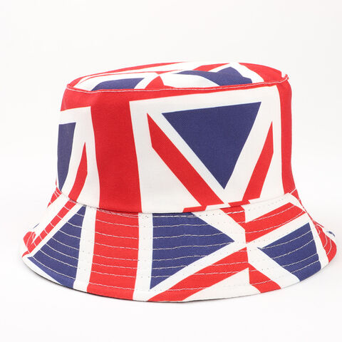 New Style British Flag Printed Double Side Fishmen Hat Rice Word
