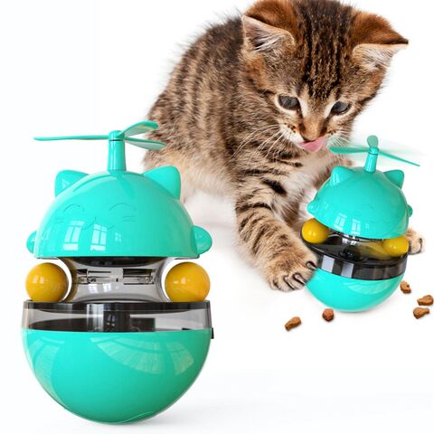 Cat Tumbler Toy Electric Cat Toy With Led Feather Anti-fall Ball, Automatic  Rolling Fishing Rod Green