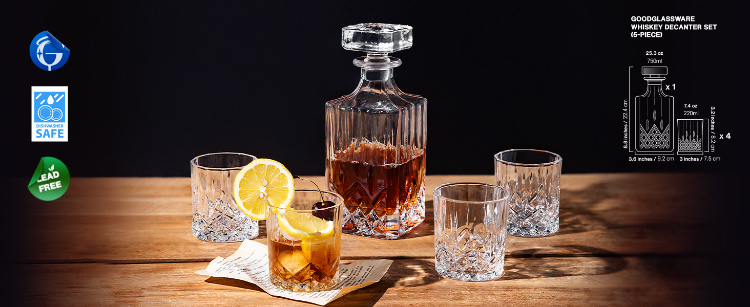 GoodGlassware Whiskey Decanter and Glasses Set (5-Piece Set)