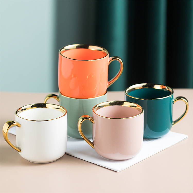 Custom Mugs, Colored Handle Rim, Bulk Wholesale Coffee Cups