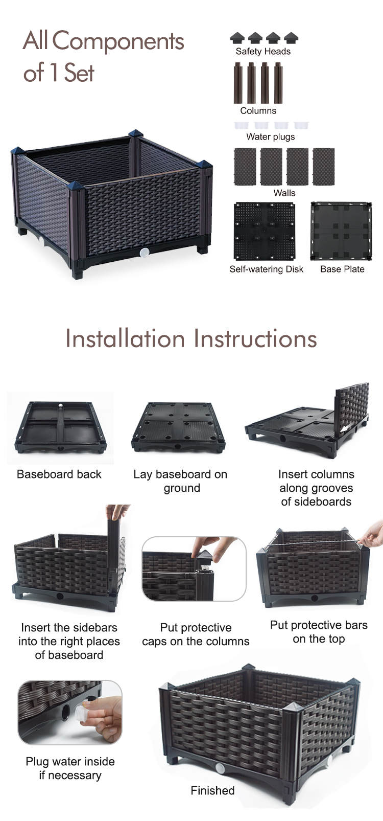 Multiple Combinations Vertical Garden Raised Bed Elevated Planters To