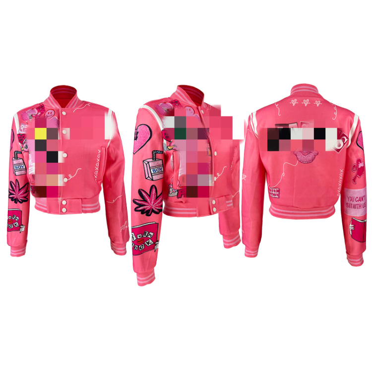 Baseball Jacket Women Spring Fleece Print Streetwear 2023 Chic Coat ...