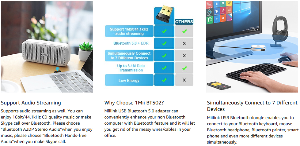 Buy Wholesale China 1mii Bluetooth Adapter For Pc, Usb Bluetooth Dongle ...