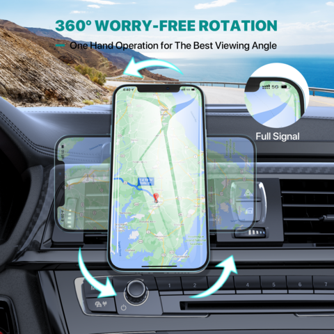 Support voiture magnétique alliage support téléphone portable rotatif 360  degré(