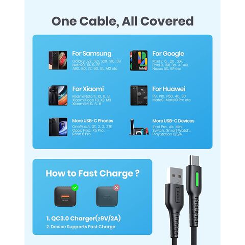 Câble de charge rapide USB de type C pour téléphone portable Xiaomi OPPO  POCO Samsung, chargeur