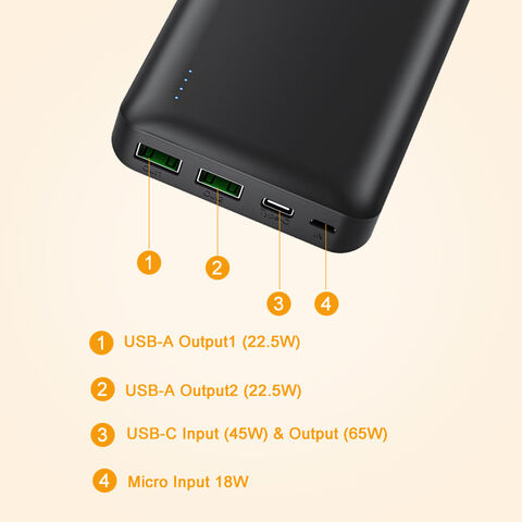 Batería Externa Carga Rapida 24000mAh Power Bank USB C con PD 22.5