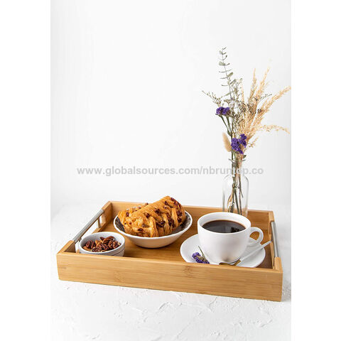 Bandeja Rectangular de madera de bambú para té, bandeja sólida para taza de  té, soporte, plato