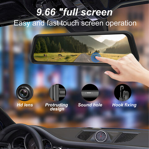 9,66 '' Dashcam Voiture Rétroviseur avec Carplay Android Auto sans
