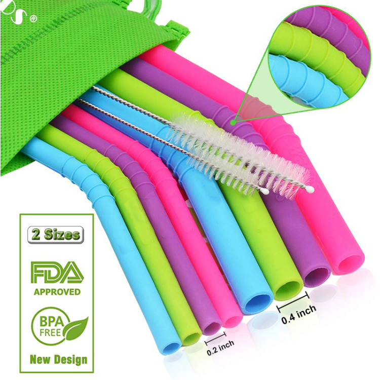 Regular Size Reusable Silicone Drinking Straws Extra Long - China