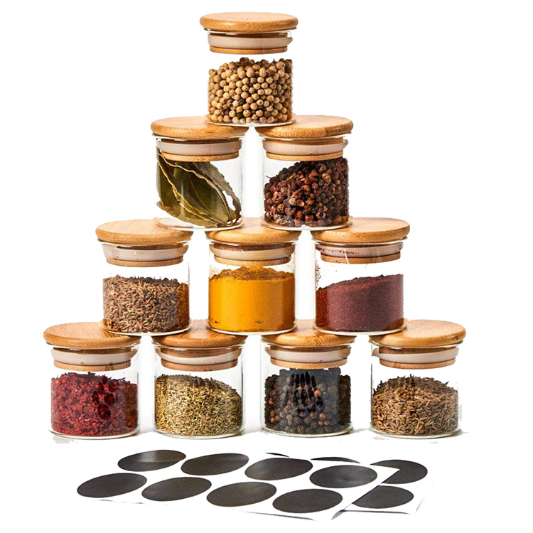 Buy Wholesale China Small Glass Spice Jars With Bamboo Airtight Lids