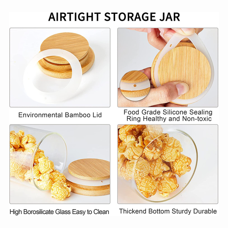 Buy Wholesale China Small Glass Spice Jars With Bamboo Airtight Lids